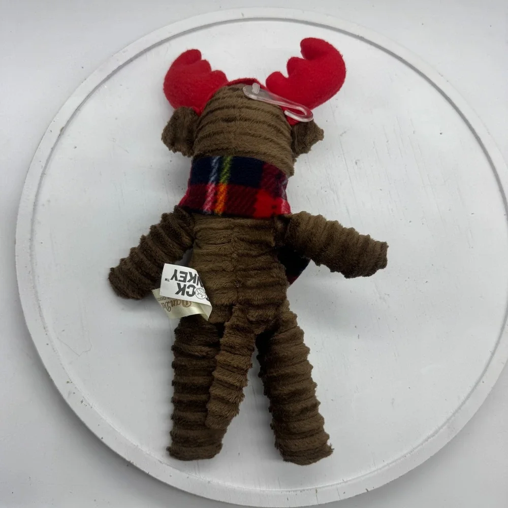 Dan Dee Sock Monkey Reindeer Plush Brown Ribbed Holiday Antlers Scarf 11